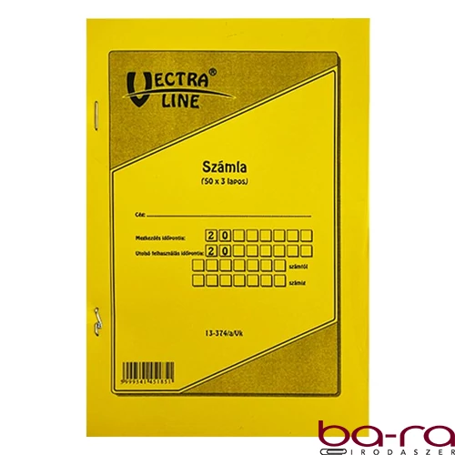 Nyomtatvány számlatömb VECTRALINE 50x3 álló 1 áfás A5