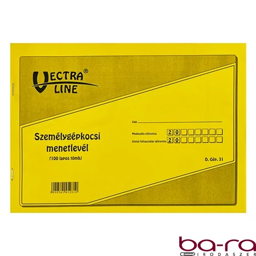 Nyomtatvány személygépkocsi menetlevél VECTRALINE A/4