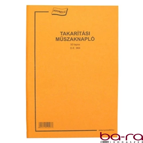 Nyomtatvány takarítási műszaknapló