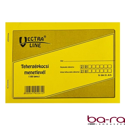 Nyomtatvány tehergépjármű menetlevél VECTRALINE A/5 100 lapos