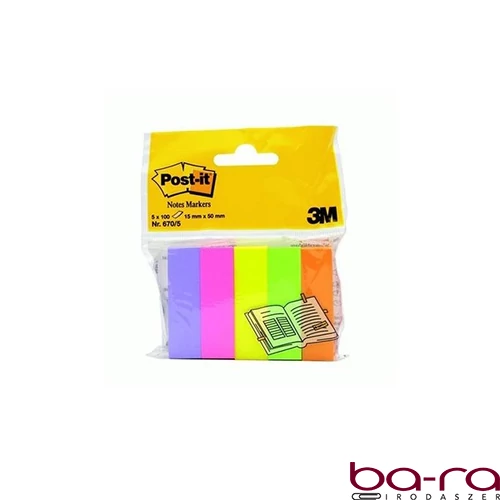 Oldaljelölő 3M Post-it LP670/5 papír neon 5 szín  5x100 lap