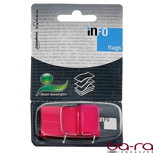 Oldaljelölő GLOBAL Notes Info Flags 7728-29 műanyag 25x43mm transparens/pink