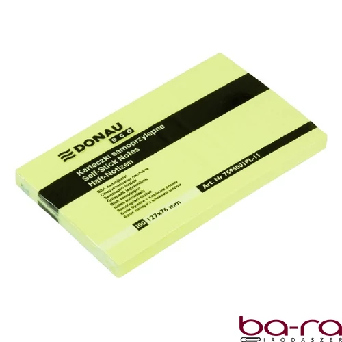 Öntapadós jegyzettömb DONAU ECO 127x76 mm 100 lap sárga