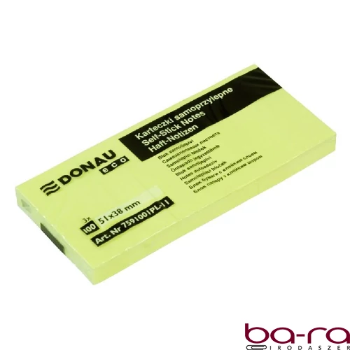 Öntapadós jegyzettömb DONAU ECO 38x51 mm 3x100 lap sárga