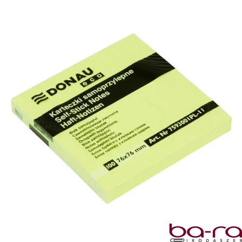 Öntapadós jegyzettömb DONAU ECO 76x76 mm 100 lap sárga