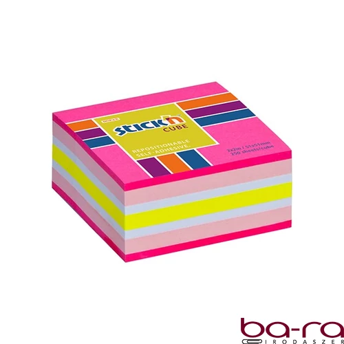 Öntapadós jegyzettömb STICK`N 51x51mm neon rózsaszín mix 250 lap