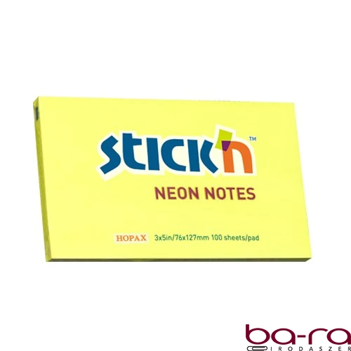 Öntapadós jegyzettömb STICK`N 76x127mm sárga 100 lap