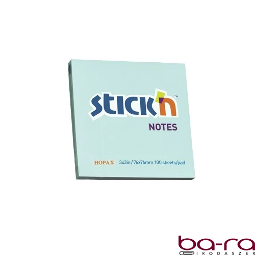 Öntapadós jegyzettömb STICK`N 76x76mm pasztell kék 100 lap
