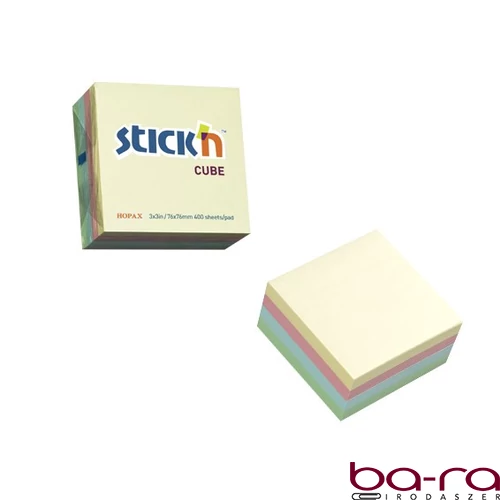 Öntapadós jegyzettömb STICK`N 76x76mm pasztell mix 400 lap