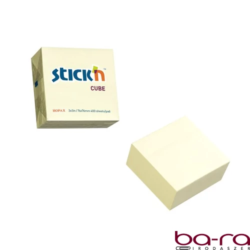 Öntapadós jegyzettömb STICK`N 76x76mm pasztell sárga 400 lap