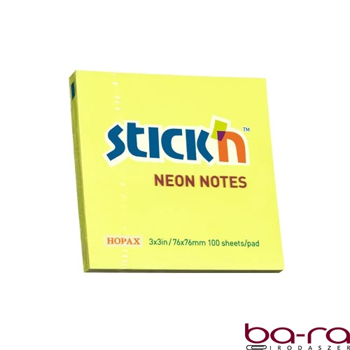 Öntapadós jegyzettömb STICK`N 76x76mm sárga 100 lap