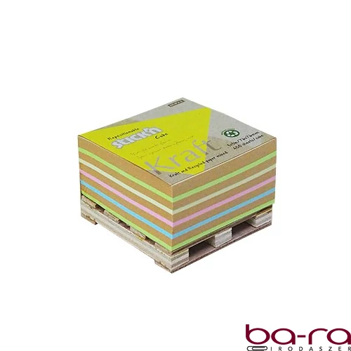 Öntapadós jegyzettömb STICK`N Kraft cube 76x76mm mini raklapos mix 400 lap