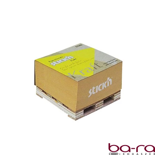 Öntapadós jegyzettömb STICK`N Kraft cube 76x76mm mini raklapos natúr barna 400 lap