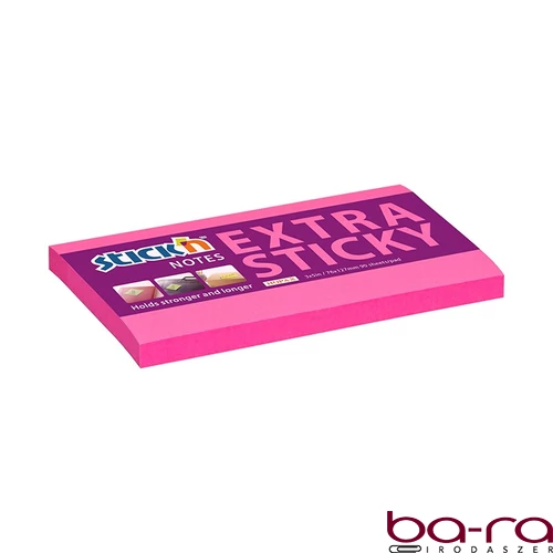 Öntapadós jegyzettömb STICK`N extra erős 76x127mm neon rózsaszín 90 lap