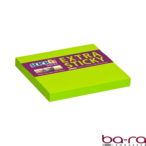 Öntapadós jegyzettömb STICK`N extra erős 76x76mm neon zöld 90 lap