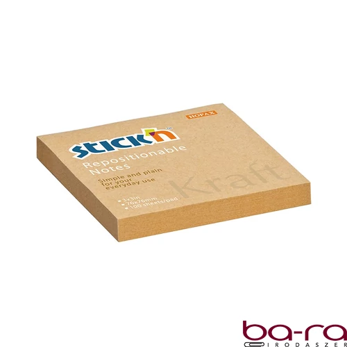 Öntapadós jegyzettömb STICK`N kraft notes 76x76mm natúr barna 100 lap