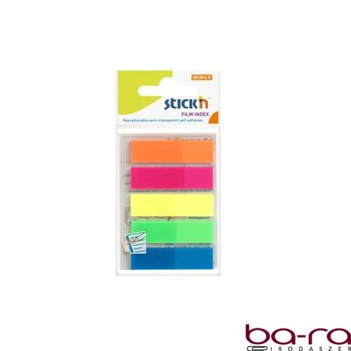 Öntapadó oldaljelölő STICK`N 45x12mm műanyag neon mix 5x25 lap