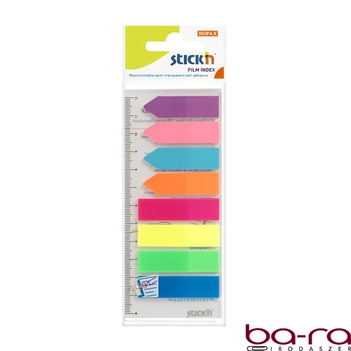 Öntapadó oldaljelölő STICK`N műanyag neon színek 4x45x12mm + nyilak 4x42x12 mm