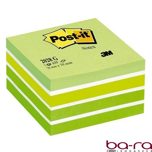 Öntapadós jegyzettömb 3M Post-it LP2028G 76x76mm aquarell zöld 450 lap