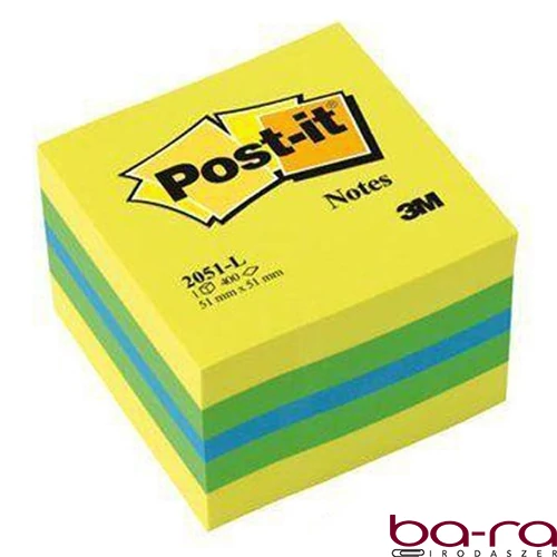Öntapadós jegyzettömb 3M Post-it LP2051L 51x51mm mini kocka lime 400 lap