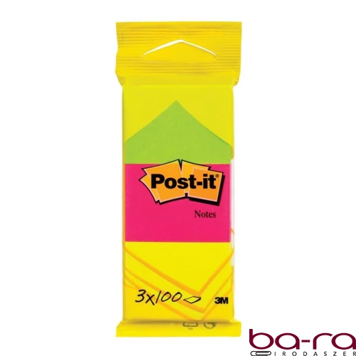 Öntapadós jegyzettömb 3M Post-it LP6812 38x51mm neon  3x100 lap