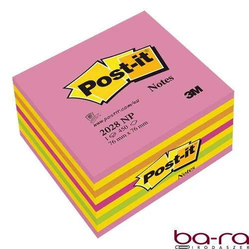 Öntapadós jegyzettömb 3M Post-it LP 2028NP 76x76mm lollipop pink 450 lap