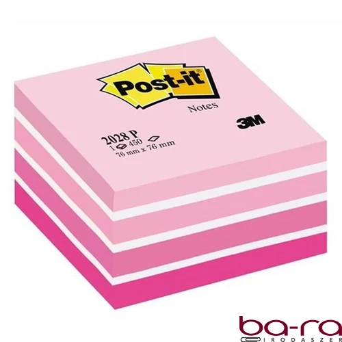Öntapadós jegyzettömb 3M Post-it LP 2028P 76x76mm aquarell pink 450 lap