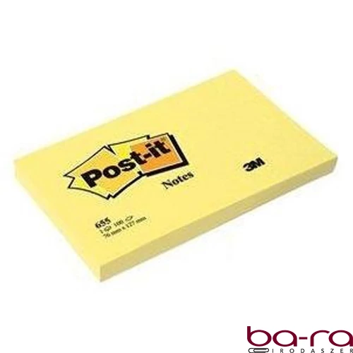 Öntapadós jegyzettömb 3M Post-it 655 76x127mm sárga 6x100 lap