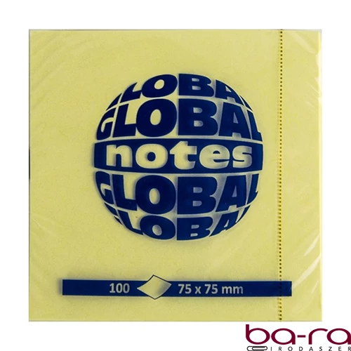 Öntapadós jegyzettömb GLOBAL Notes 3654-01 75x75mm sárga 100 lap
