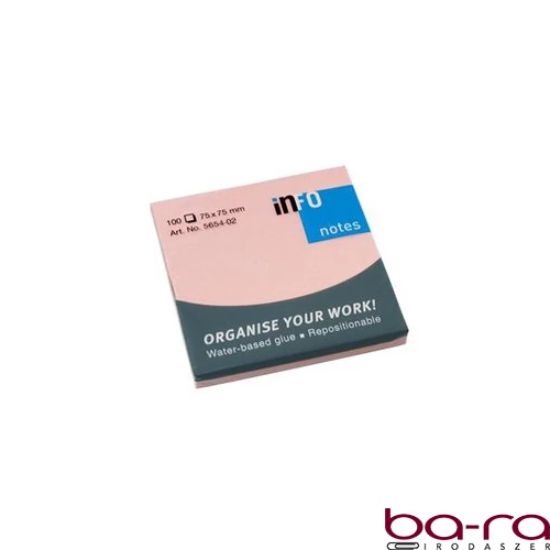 Öntapadós jegyzettömb GLOBAL Notes 5654-02 75x75mm pasztell pink 100 lapos