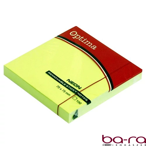 Öntapadós jegyzettömb OPTIMA 75x75mm neon zöld 100 lap