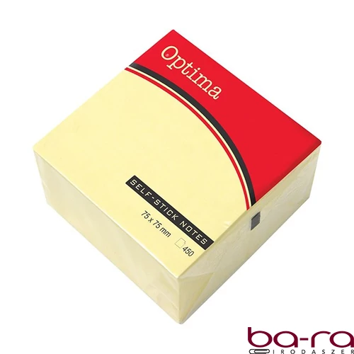 Öntapadós jegyzettömb OPTIMA 75x75mm sárga 450 lap