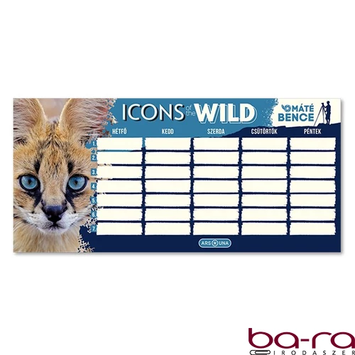 Órarend ARS UNA egylapos kétoldalas Icons of the Wild-Serval