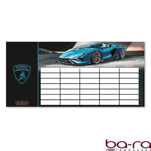 Órarend ARS UNA egylapos kétoldalas Lamborghini Türkiz