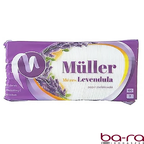 Papírzsebkendő MÜLLER 100 darabos 3 rétegű Mézes, levandulás