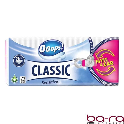 Papírzsebkendő OOOPS! Classic Sensitive 3 rétegű 90 darabos