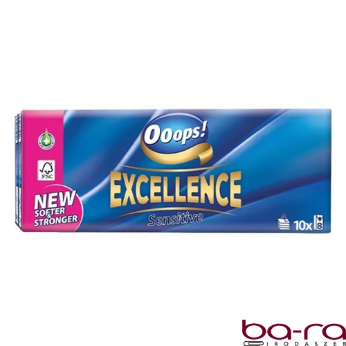 Papírzsebkendő Ooops! Excellence Sensitive 4 rétegű 10x8 darabos