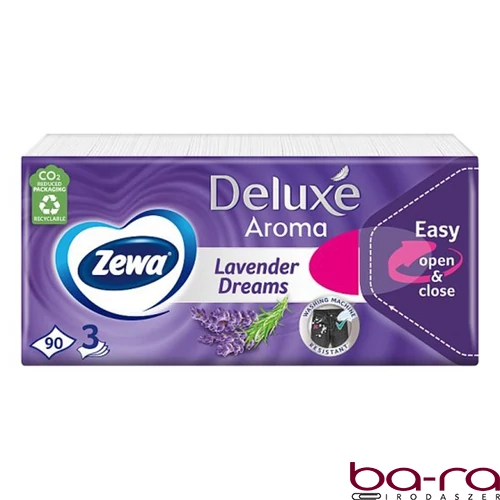 Papírzsebkendő ZEWA Deluxe 3 rétegű 90 darabos Levendula