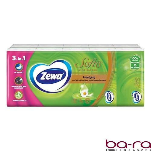 Papírzsebkendő ZEWA Softis Aloe Balsam 4 rétegű 10x9 darabos
