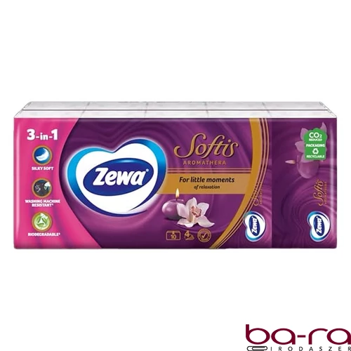 Papírzsebkendő ZEWA Softis Aromathera 4 rétegű 10x9 darabos