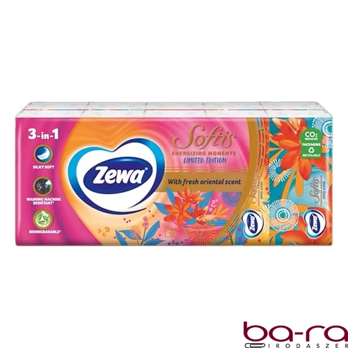 Papírzsebkendő ZEWA Softis Fresh Green 4 rétegű 10x9 darabos