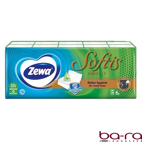 Papírzsebkendő ZEWA Softis Protect 4 rétegű 10x9 darabos