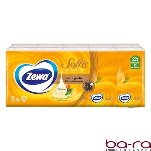 Papírzsebkendő ZEWA Softis Soft & Sensitive  4 rétegű 10x9 darabos