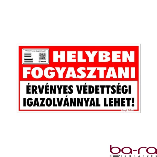 Piktogram Helyben fogyasztani érvényes védettségi igazolvánnyal lehet "C"