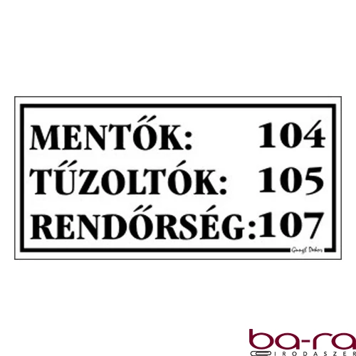 Piktogram Mentő, tűzoltó tel. számok fehér