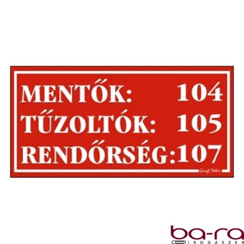Piktogram Mentő, tűzoltó tel. számok piros
