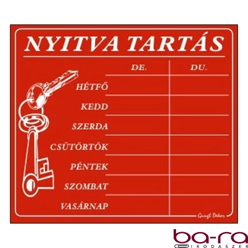 Piktogram Nyitva tartás /számokkal/ 7 napos piros