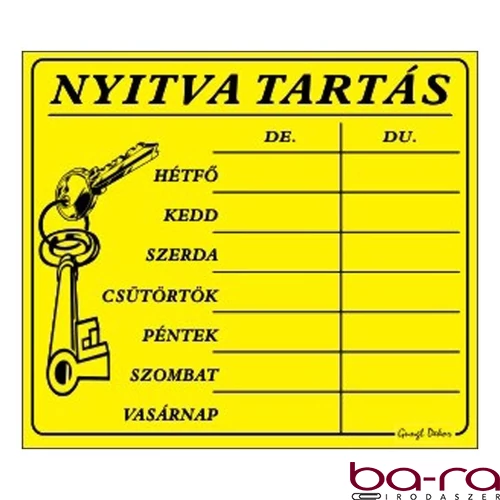 Piktogram Nyitva tartás /számokkal/ 7 napos sárga
