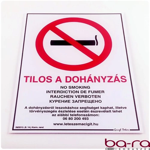 Piktogram Tilos a dohányzás! többnyelvű fehér új