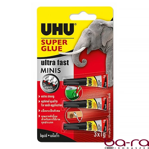 Pillanatragasztó UHU Super Glue Mini 1 gr 3 darabos